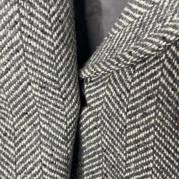MODA International Gray White houndstooth Wool Blend Double Breast Coat Sz S - Picture 7 of 9